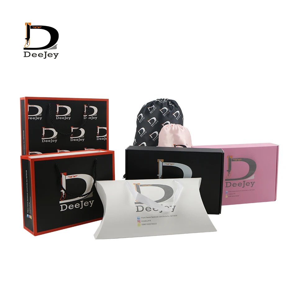 

Repeat full logo printing virgin hair wigs paper packaging bags boxes satin sil storage bags for hair extensions