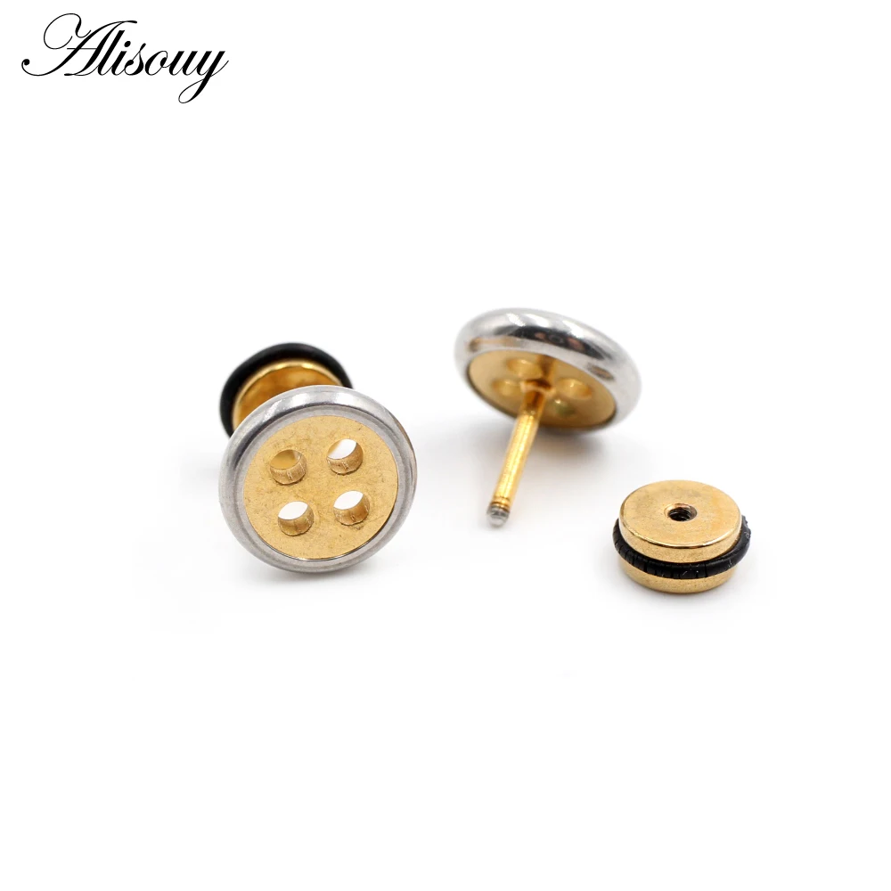 Alisouy 2pcs New Unisex Gothic Punk Rock Barbell Stainless Steel Buttons Screw Women Men Ear Stud Earrings Piercing Body Jewelry