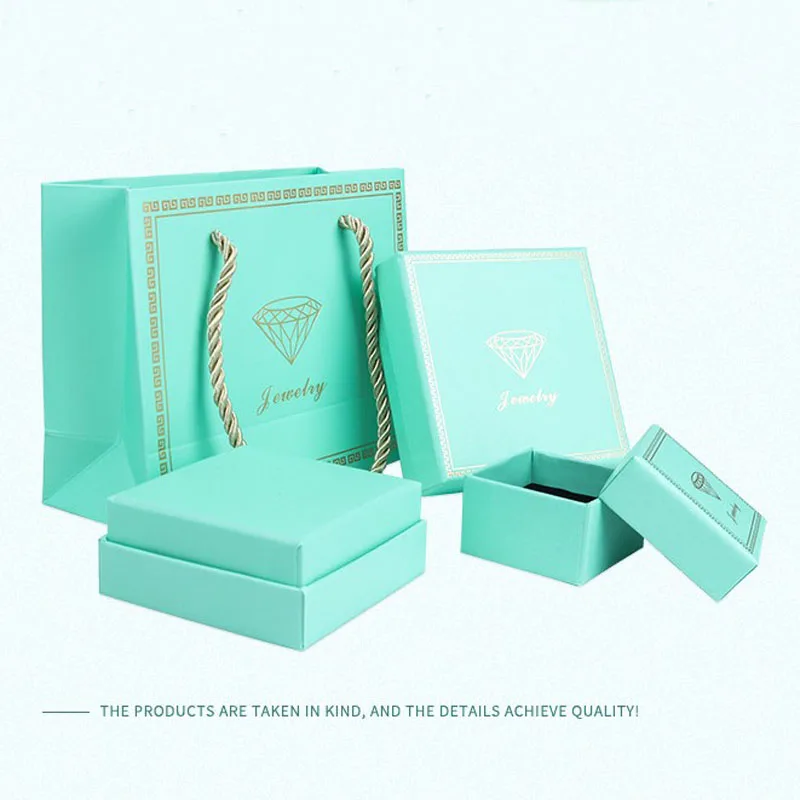 

The New Jewelry Gift Box Bracelet Earring Ring Necklace Green Paper Jewelry Gift Packaging With Sponge Drawer Style