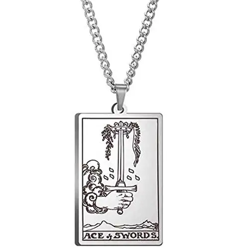 Stainless Steel Tarot Cards Pendant Necklace The Star/Moon/Sun/Fool Death Etc Tarot Divination Necklace Jewelry
