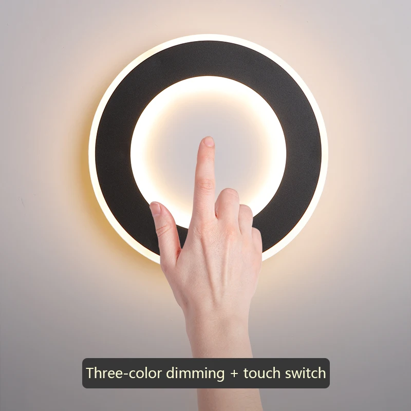 

Touch Switch Modern LED Wall Lamp For Living Bedroom Corridor Black&White Decor Bedside Wall Lights AC85-260V Sconces Fixtures