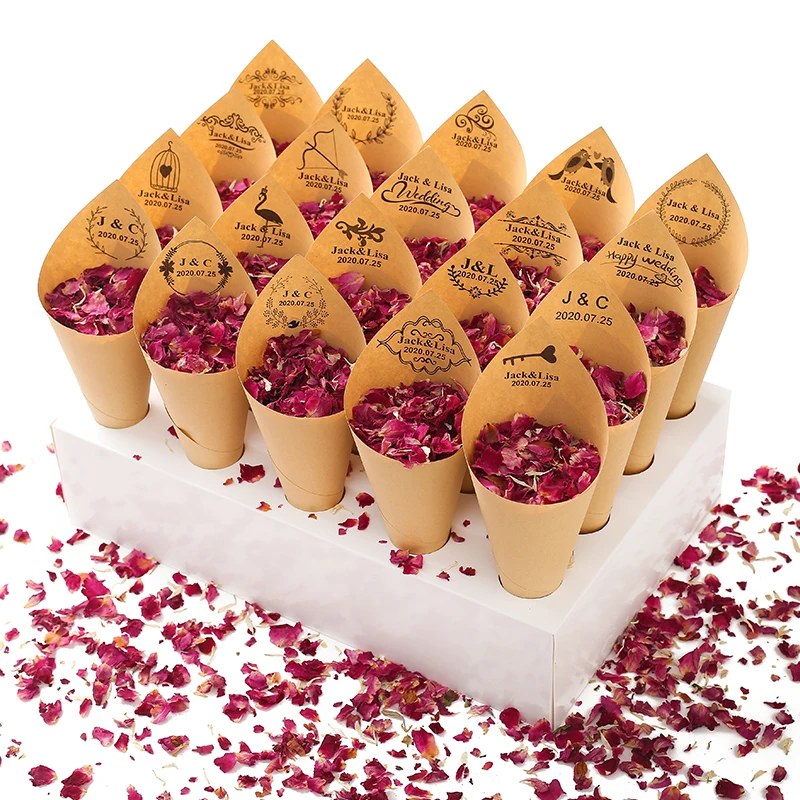 Confetti Cone Holder FEESTIGO Natural Petals Confetti Cones Holder For Wedding Decoration Party Poppers Cones Stand Box Tray