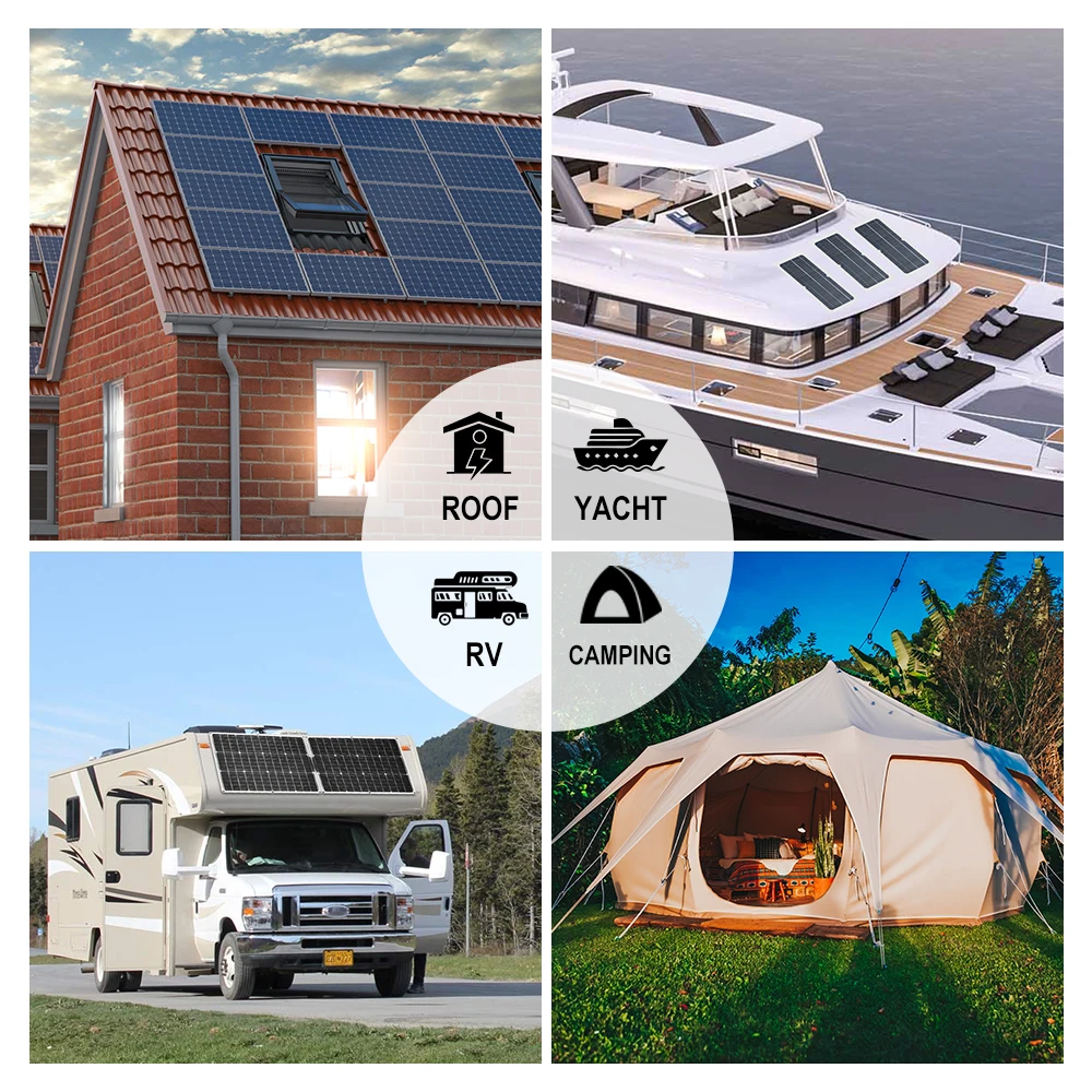 Imagem -06 - Xinpuguang Painel Solar 100w 12v Vidro Painéis Solares para Casa Alta Potência 200w 300w 400w Bateria Carregador Solar Carro Barco Casa