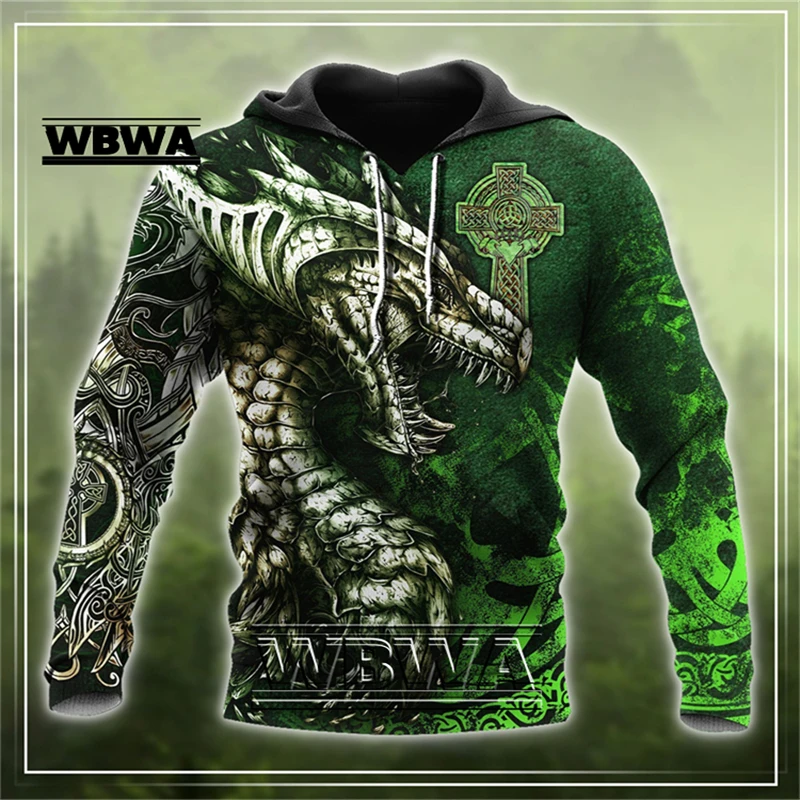 WBWA Black & White Tattoo Dragon 3D Printed Men Hoodies Sweatshirt Unisex Streetwear Zipper Pullover Casual Jacket Tracksuits