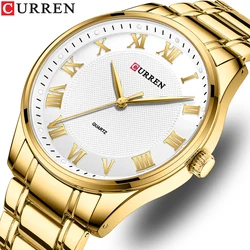 CURREN Luxury Brand Man Watches with Rome Numbers Business Quartz Wristwatch for Men with Stainless Steel Band