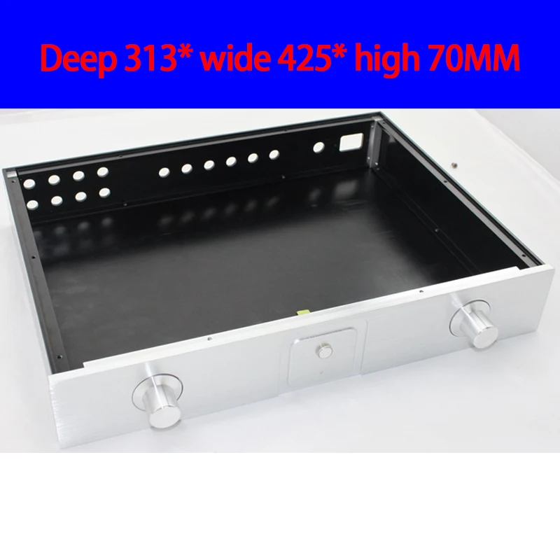 

KYYSLB 313*425*70MM WA1 All Aluminum Preamp Amplifier Chassis Box House DIY Enclosure with Feet Knob Amplifier Case Shell