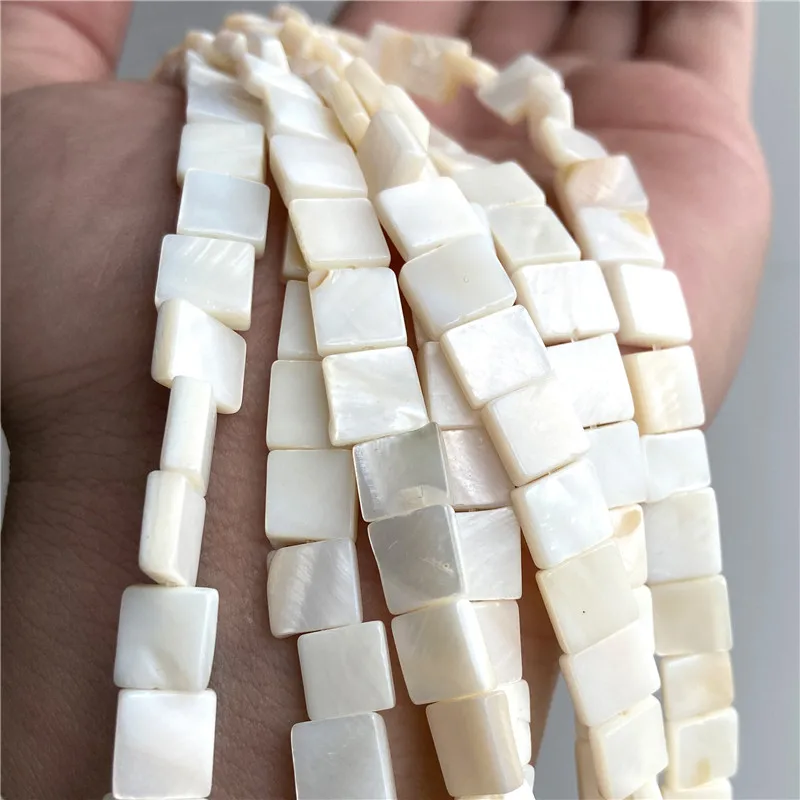 8mm Natural Square Shaped Pearl of Mother Bead Loose Isolation Shell Beads For Jewelry Making Bracelet Earrings Necklace