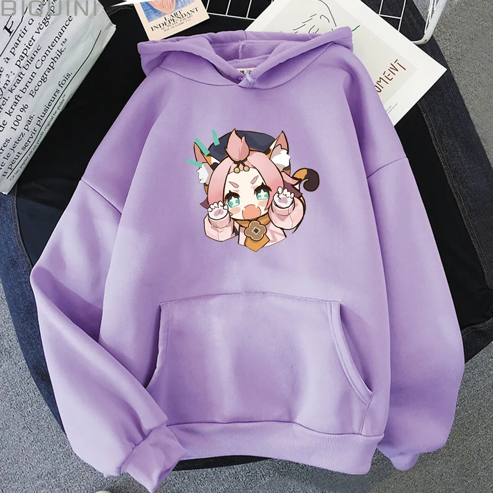 

Men Hoodies Anime Hoodie Genshin Impact Hot Game Diona Cute Print 2021 New Winter Clothes Women Oversized Sweatshirt Kawaii Car