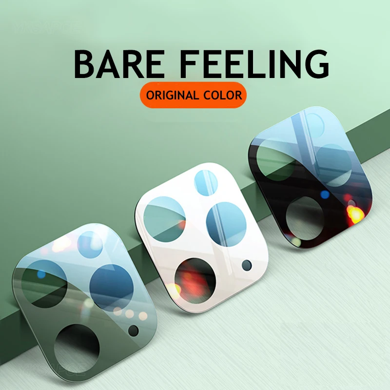 2 قطعة عدسة الكاميرا الخلفية ثلاثية الأبعاد الملونة الزجاج المقسى طبقة رقيقة واقية آيفون 11 12 mini 12 Pro Max واقي للشاشة الخلفية لين