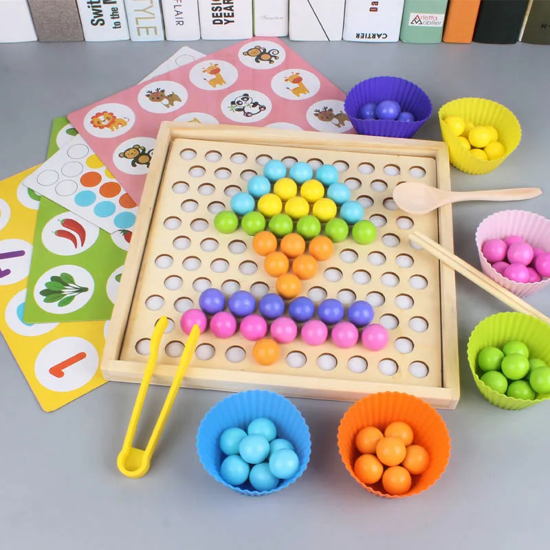 New Montessori Wooden Toys Hands Brain Training Clip Beads Puzzle Board Math Game Baby Early Educational Toys for Children