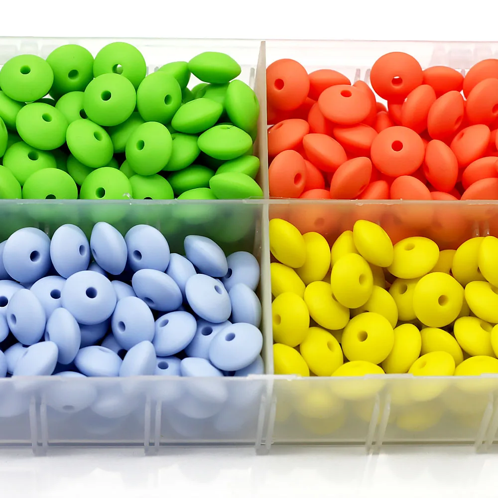 Cute-idea 20 pz perline di lenticchie in Silicone per bambini 12MM perline di abaco fai da te ciuccio catena giocattoli dentizione per bambini massaggiagengive merci per bambini BPA gratis