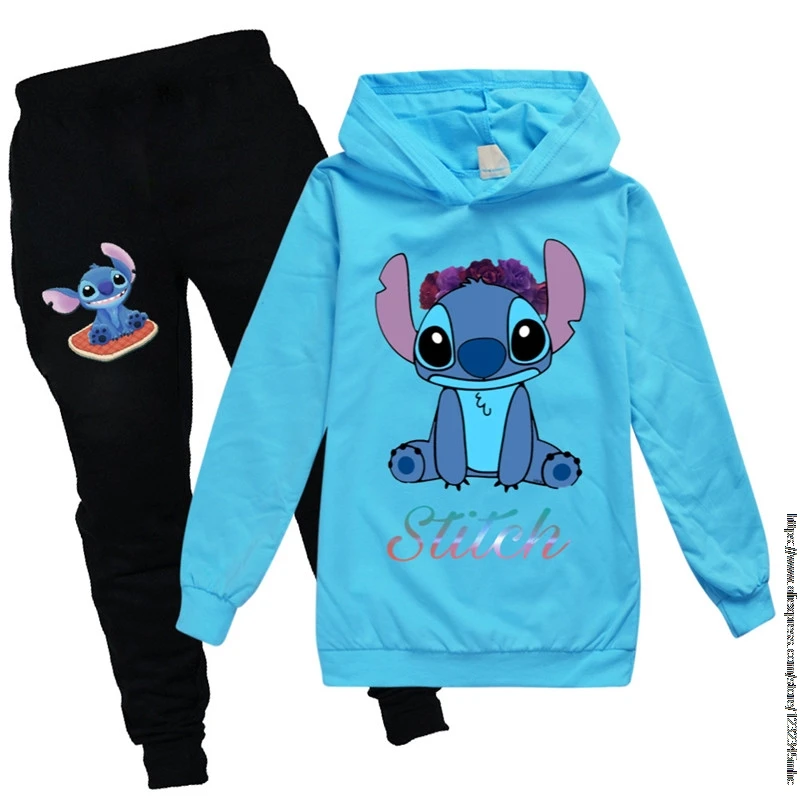 Disney Boys Stitch Clothing Spring autumn Kids Clothing Suits Cartoon Sets Children Boy Girls Sports Tracksuits Suits