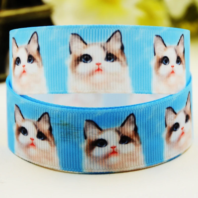 22mm 25mm 38mm 75mm Cat cartoon printed Grosgrain Ribbon party decoration 10 Yards satin ribbons