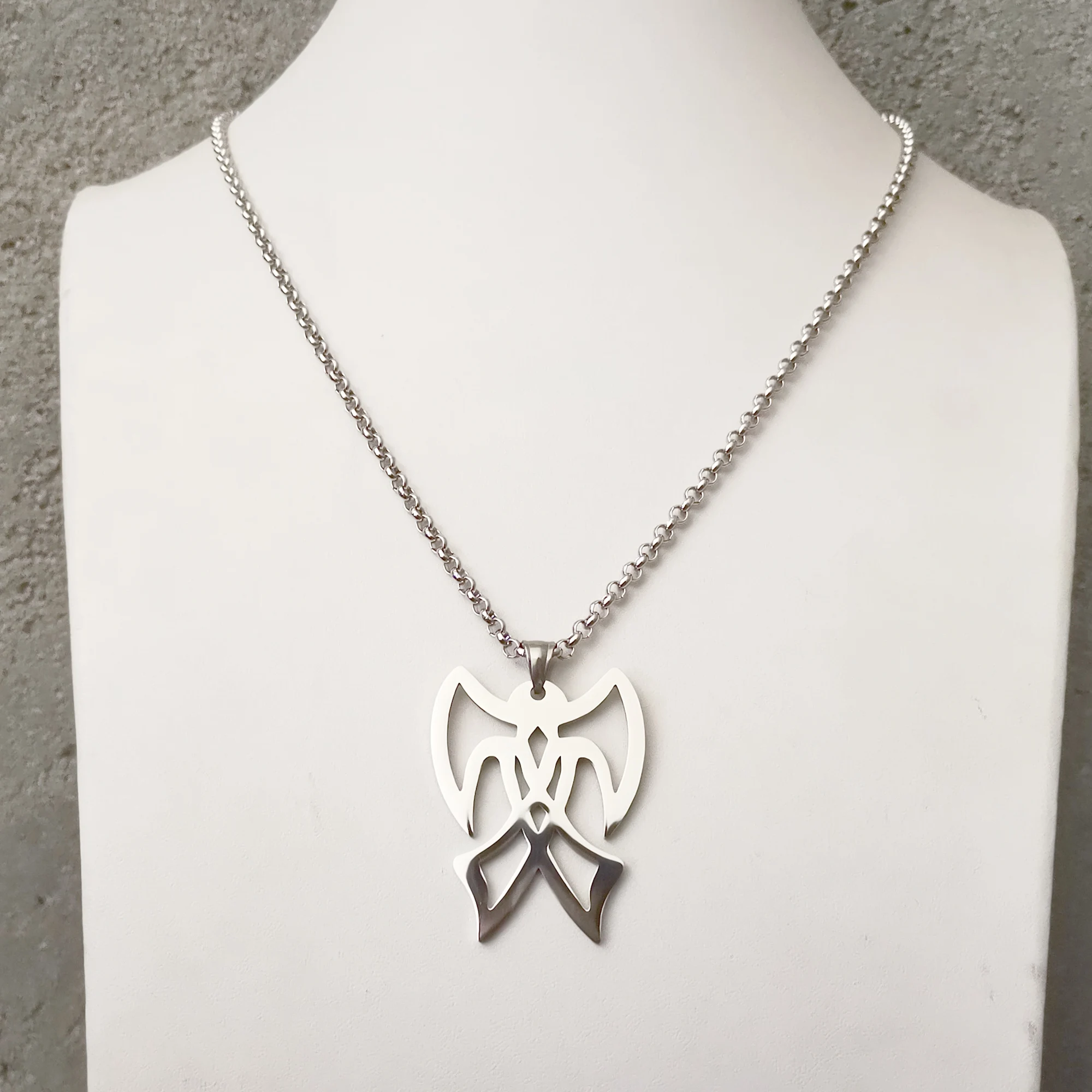 Stainless Steel Double Hatchet Charms Pendant Necklace Jewelry Holiday Gifts