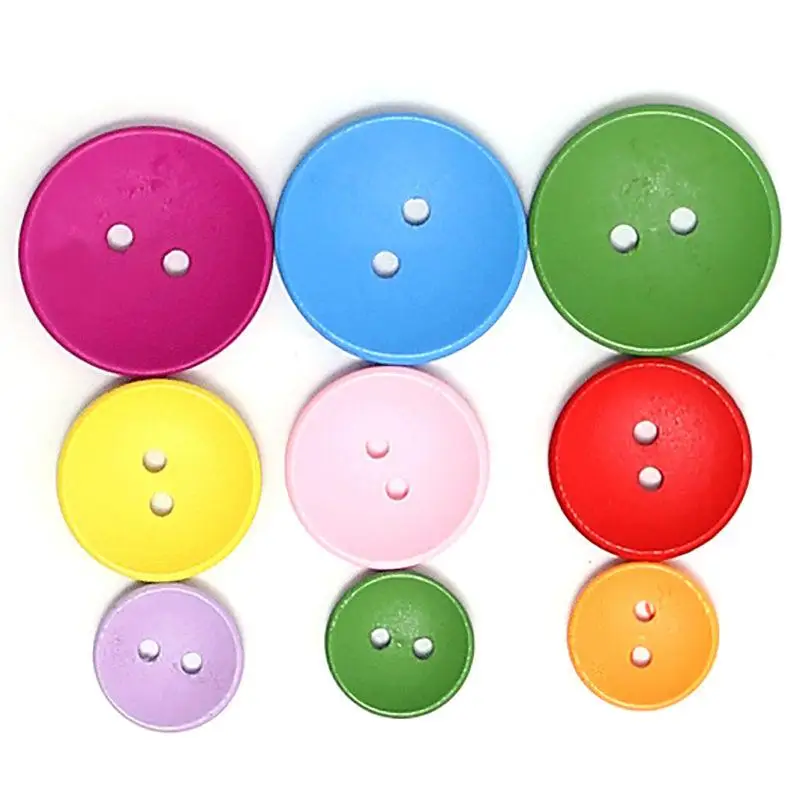 Hot 100pcs/lot Sewing Seam Tools Accessory 2-Holes Multicolor Wooden Buttons Children DIY Handmade Scrapbooking Clothing FZ77