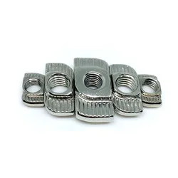 5/10/10/50/100 Uds tuerca en T M3 M4 M5 cabeza de martillo tuerca en T conector de tuerca de ranura niquelado para 20 Perfil de extrusión de aluminio de la UE