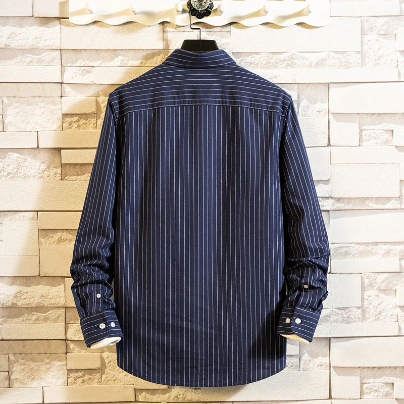 Men's clothing Long sleeve man shirts Cotton clothes Lattice shirt Korean clothing  men's fashion Beach Oxford Stripe shirt Top