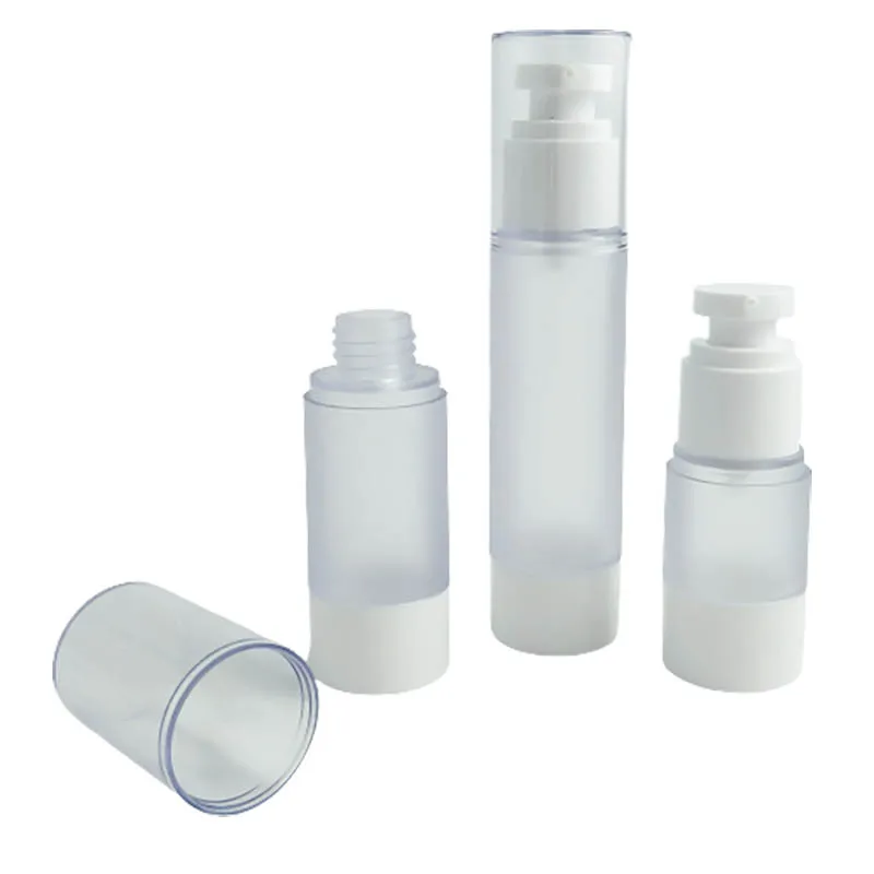 20個入り-クリアフロストppエアレスポンプボトル-15ml-30ml-50ml-詰め替え可能なトラベル容器-化粧品スキンケア用