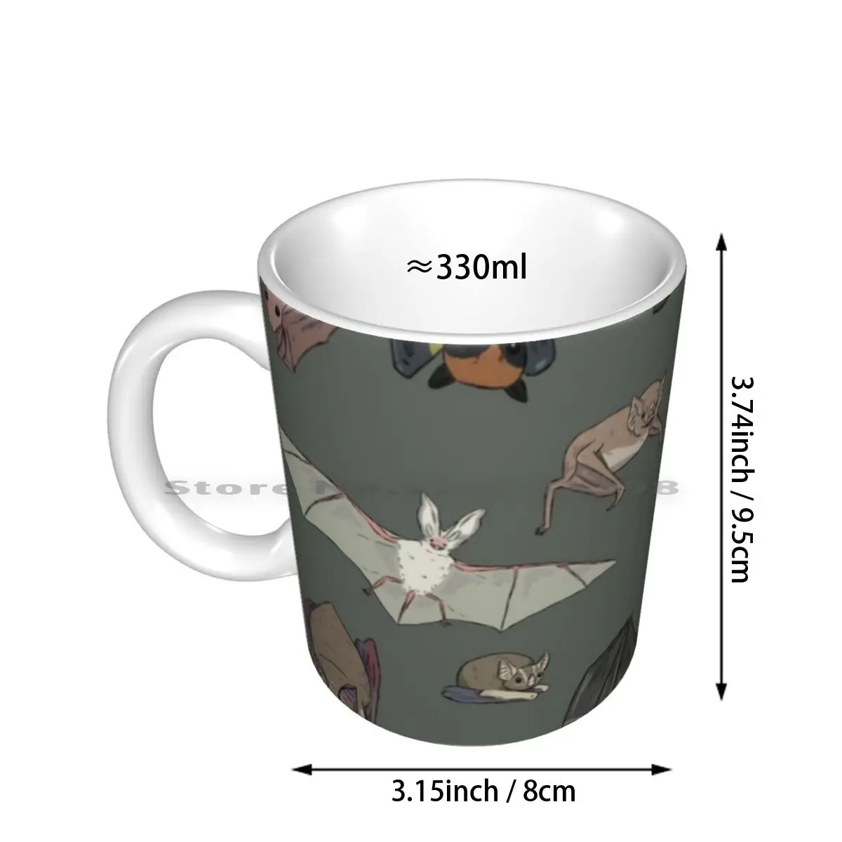 Bunch Of Bats Ceramic Mugs Coffee Cups Milk Tea Mug Bat Bats 25 Animal Realistic Cute Flying Wing Sweet Animals Multiple