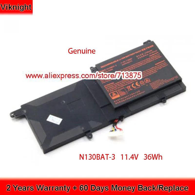 

Genuine 11.4V 36Wh N130BAT-3 6-87-N130S-3U9A Laptop Battery for Clevo N130BU NP3130 N130WU N131BU N131WU N141WU N13WU Laptop