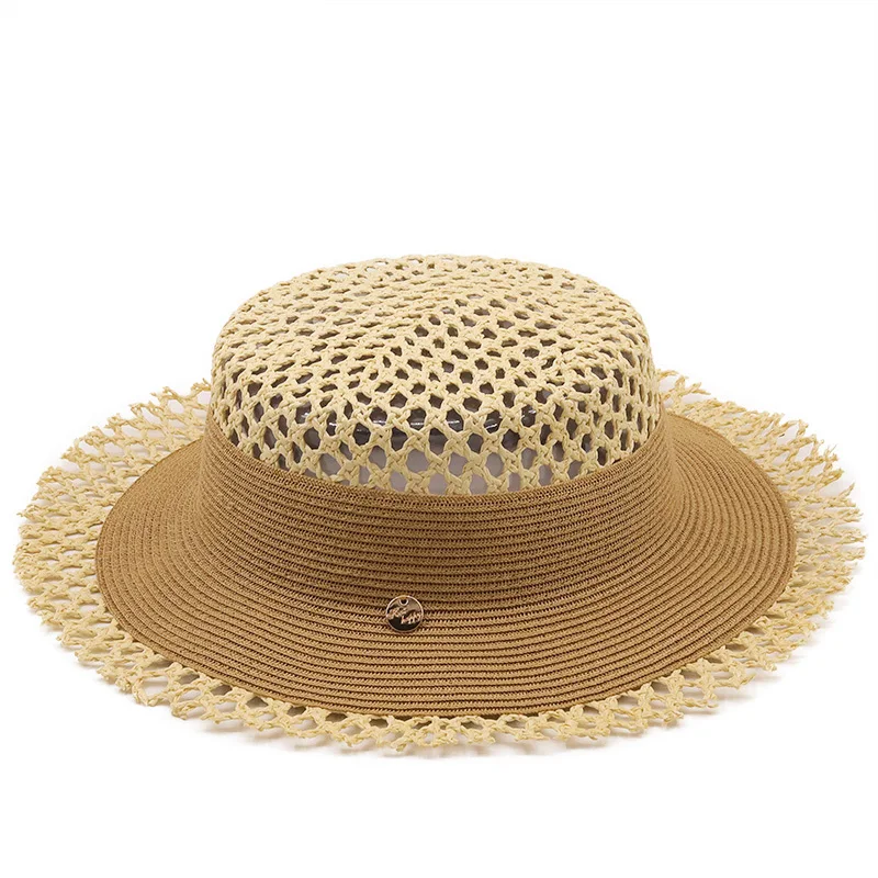 New  Ladies Handmade Natural Straw Hat Summer Beach Sun Hat for Women Men Panama Cap Fashion Protetion Visor Boat Hats