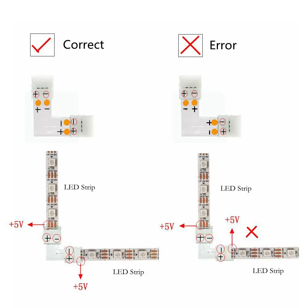 Led Strip Solderless Accessoires 2/3/4/5PIN T/L/X Hoek Connector WS2812 WS2811 WS2815 Rgb Rgbw Rgbww Led Strip Licht 10Mm Breed