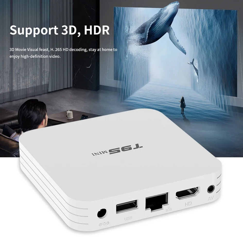 T95 Mini سريع مربع التلفزيون الذكية 100Mbps 2.4G واي فاي RJ45 لنظام أندرويد 10.0 إيثرنت 4K فك التشفير Allwinner H313 رباعية النواة مشغل الوسائط