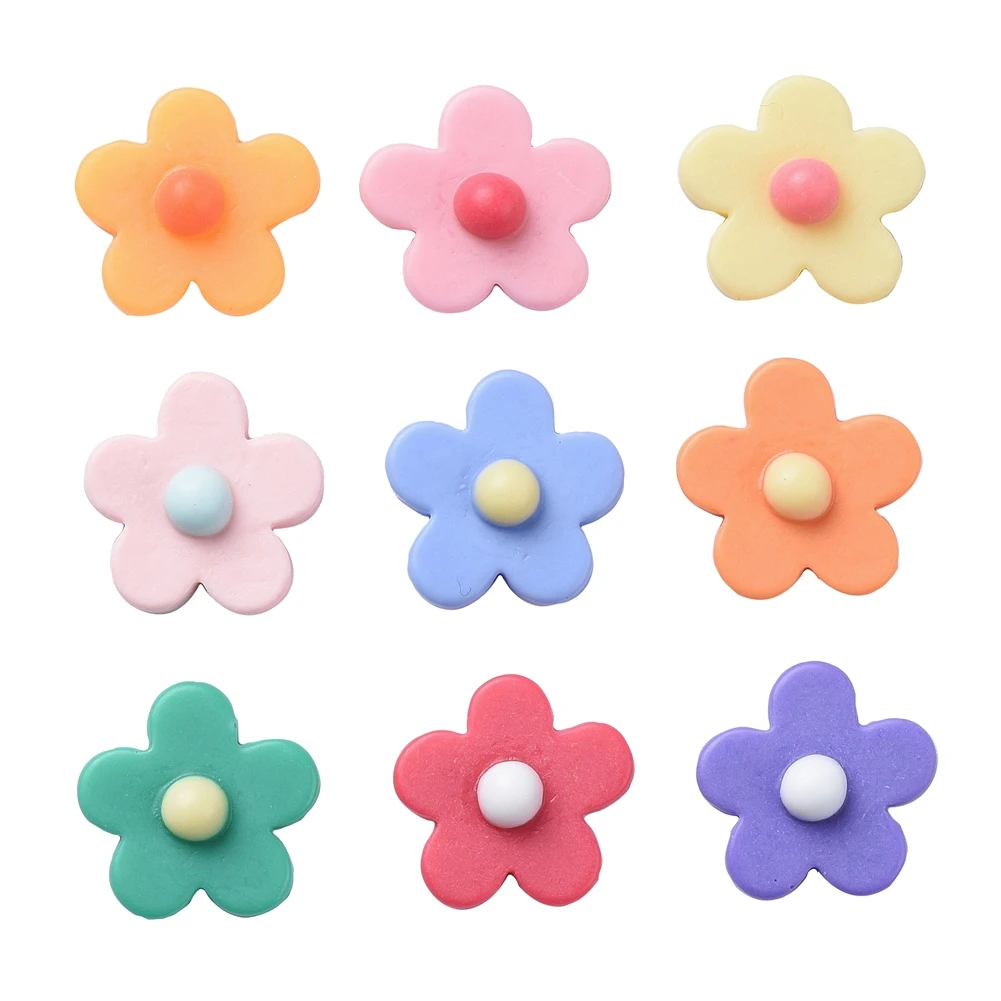 40Pcs/set Flower Flatback Resin Cabochons for Women Girl Handmade Jewelry Hairpin Accessories Scrapbook Craft Embellishment