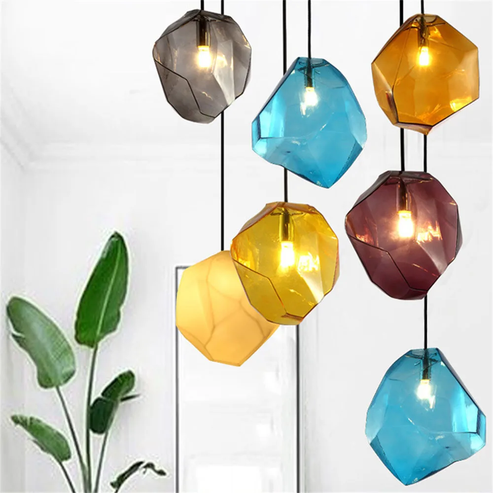 

LED Pendant Lights Modern Glass Pendant Lamp Loft Design Rope Hanging Lights Cafe Living Dinning Room Lighting Fixture