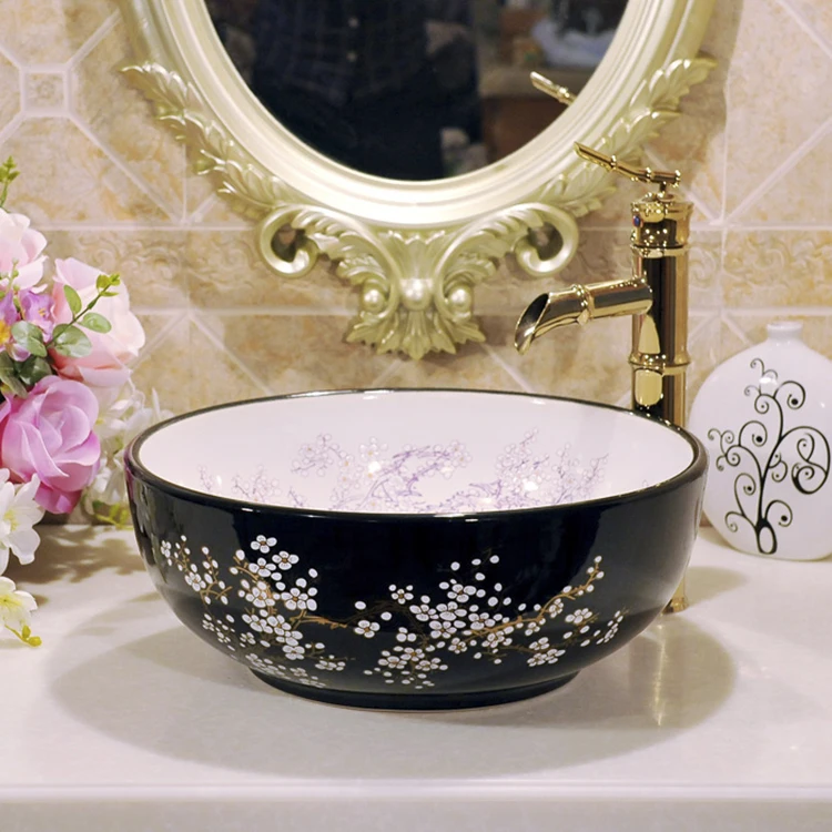 

Europe style chinese washbasin sink Jingdezhen Art Counter Top ceramic bathroom sink laundry sink ceramic