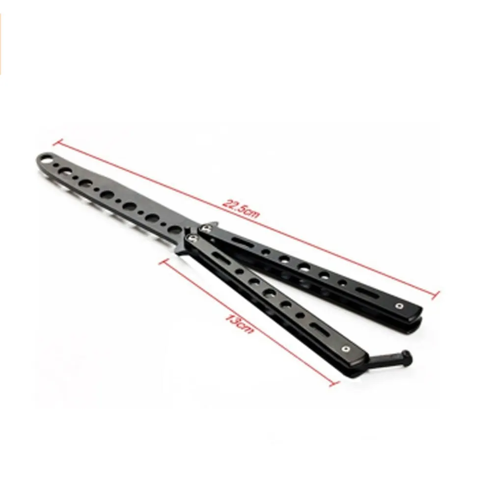 22.50cm/8.86 Stainless Steel Practice Limit 100 Black Metal Butterfly Balisong Trainer Training Knife Dull Tool without harm