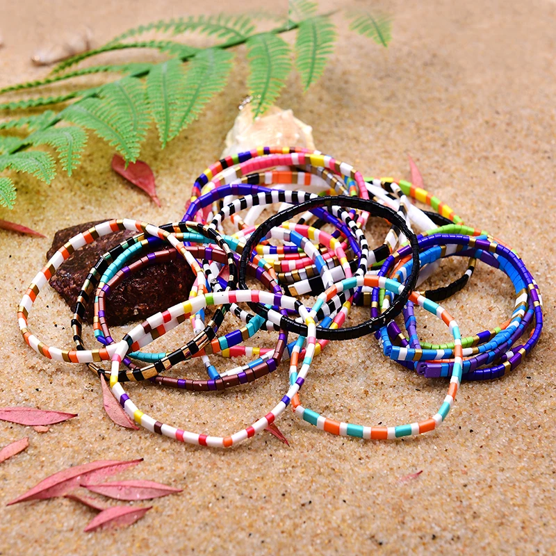 MOON GIRL Tila Beads Miyuki Bracelets for Women Rainbow Handmade Stretchy Charm Wrap Friendship Pulseras Mujer Dropshipping