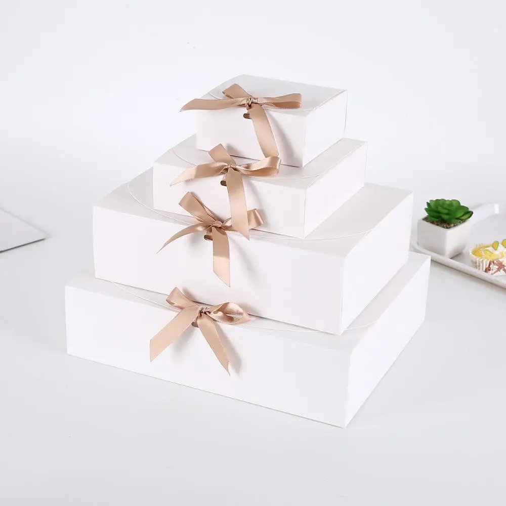 

100Pcs/Lot White Kraft Paper Large Gift Box Creative Kraft Paper DIY Gift Bag White Candy Box wedding Party Supplies Wholesale