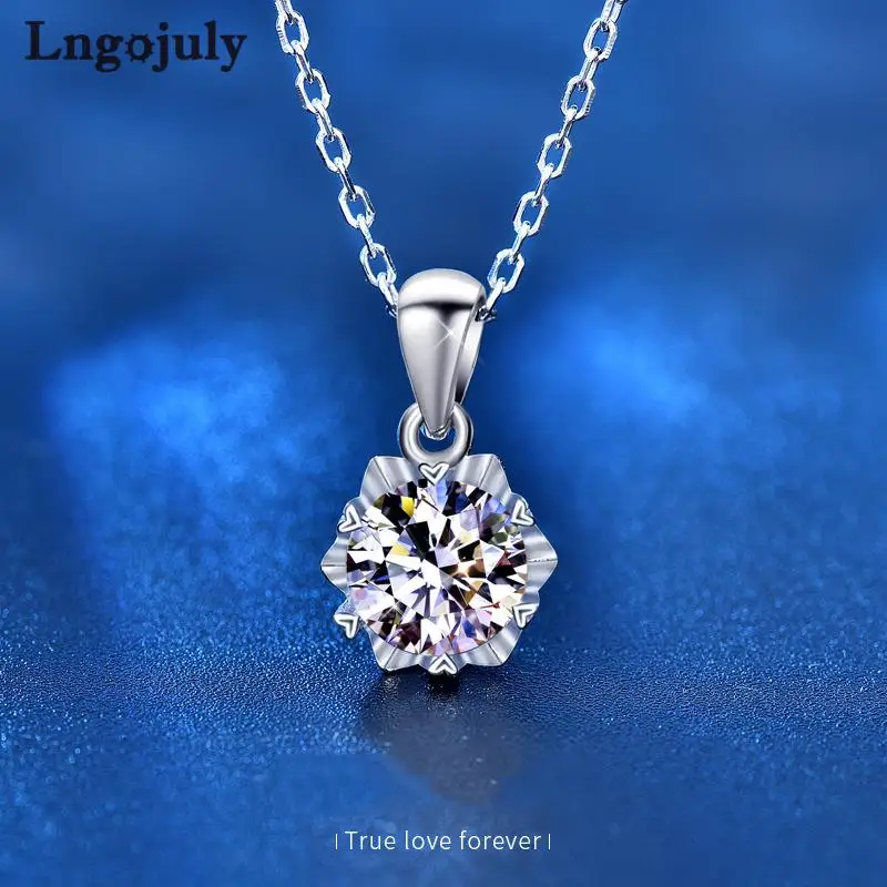 

New Women Necklaces 925 Sterling Silver 1 Carat Moissanite Pendant Necklaces For Women Bride Wedding Party Silver 925 Jewelry