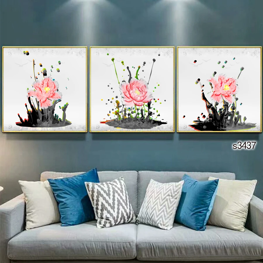 Abstract Oil Painting Print on Canvas 3pcs Modular Color Flower Canvas Printing Canvas Painting Wall Art Picture forHome Decor