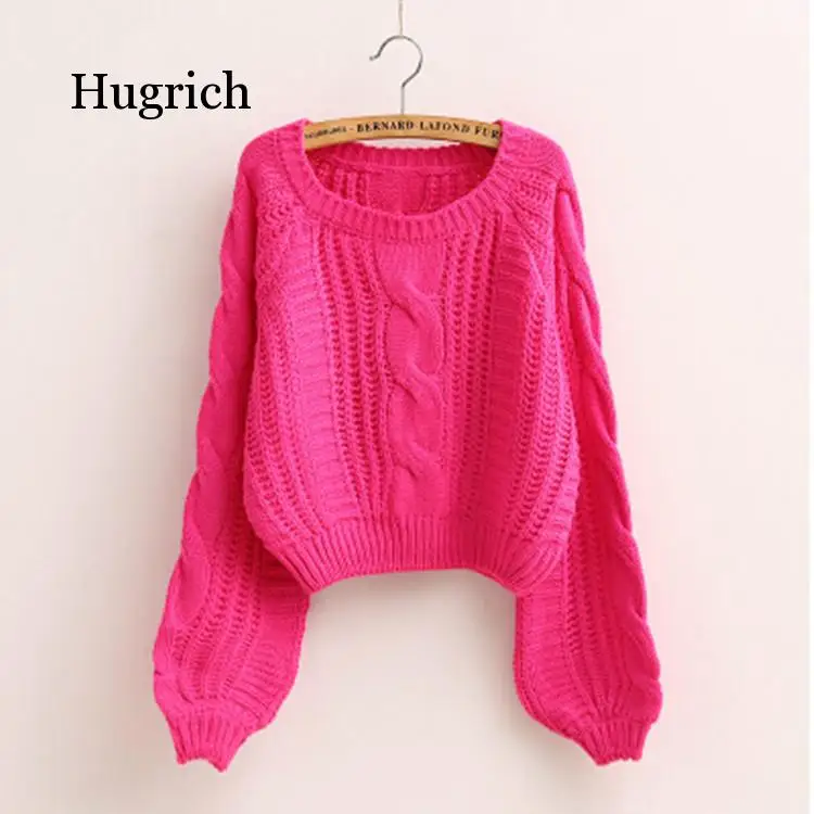 Women Pull Sweaters 2020 New Yellow Sweater Jumpers Candy Color Harajuku Short Sweater Twisted Pull