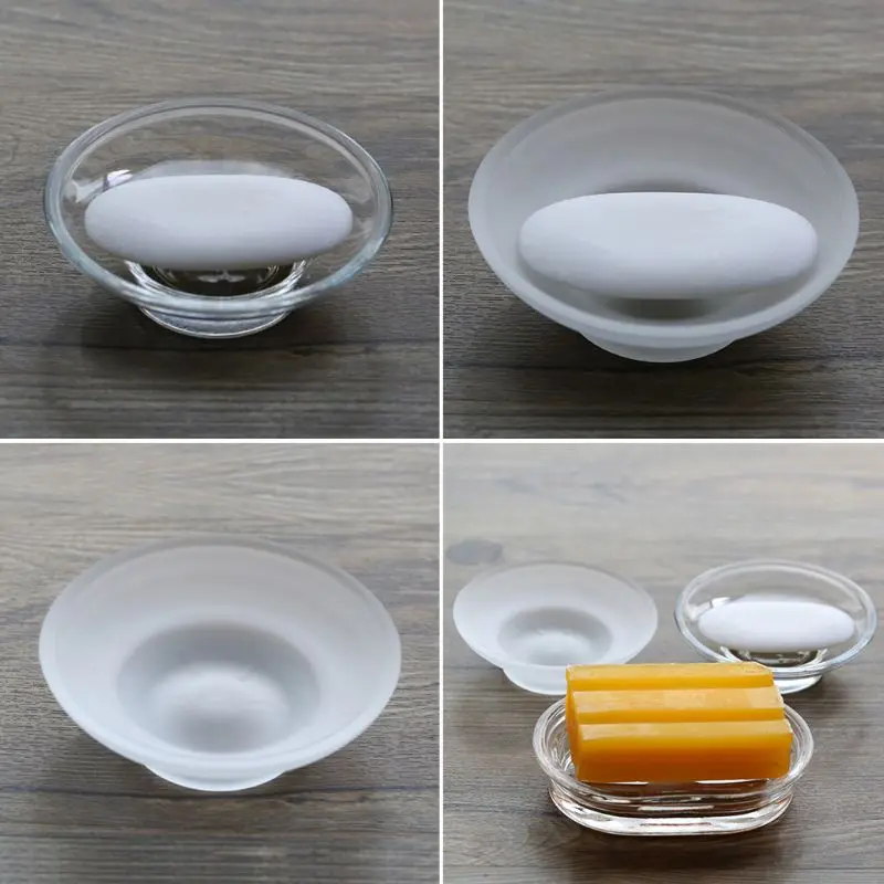 Creative Glass Soap Dish Clear Storage Box Holder Bathroom Accessories for Shower Hotel Home Kitchen Sink Decoration