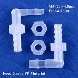 5 ~ 200 sztuk M5 do 2.4 ~ 4.8mm Food Grade PP plastik Pagoda złącze kątowe zbiornik akwarium armatura Micro wąż do nawadniania stawy