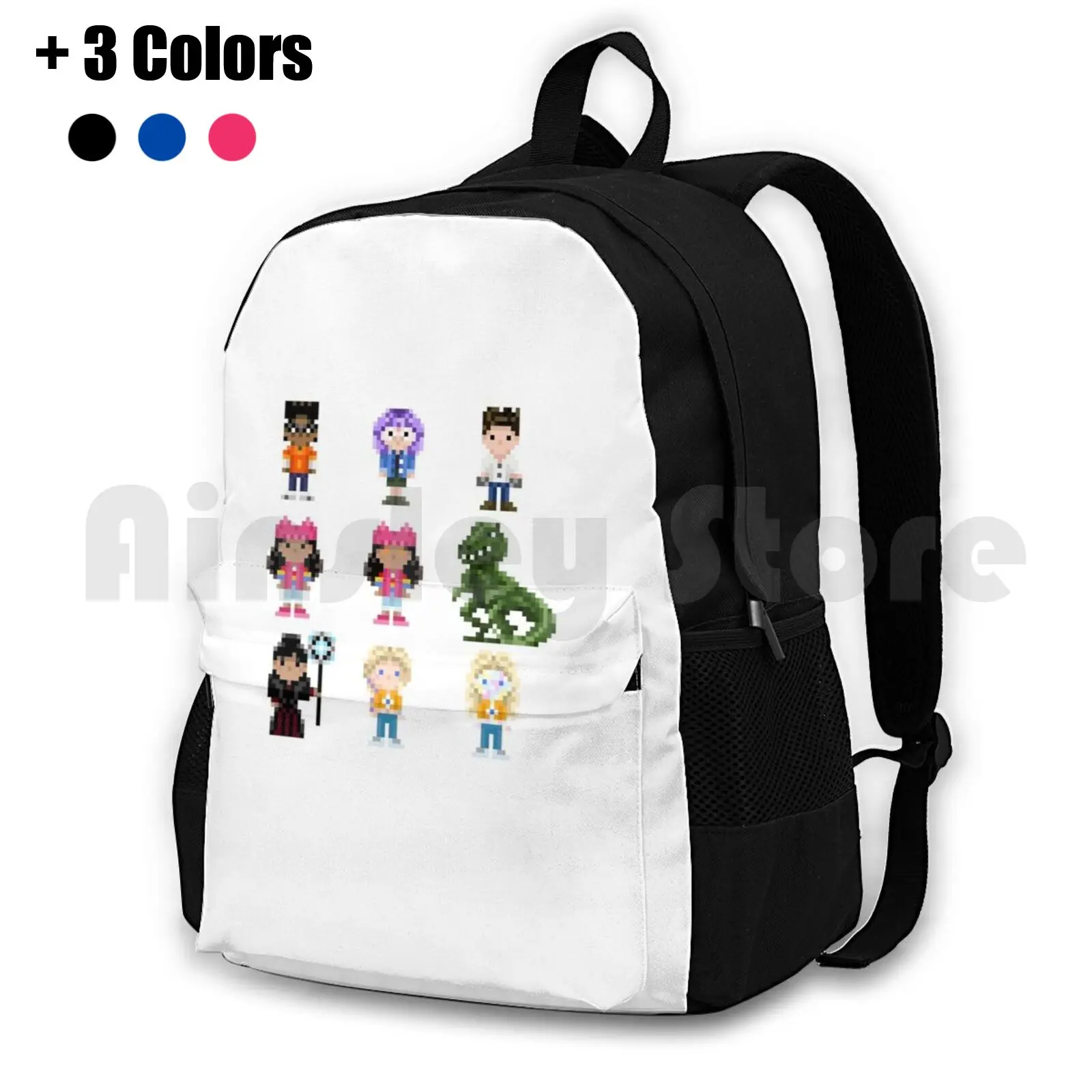 Runaway Pixels Outdoor Hiking Backpack Waterproof Camping Travel Pixel Art Pixels Deanoru Dinosaur Tv Comic Comics Superhero