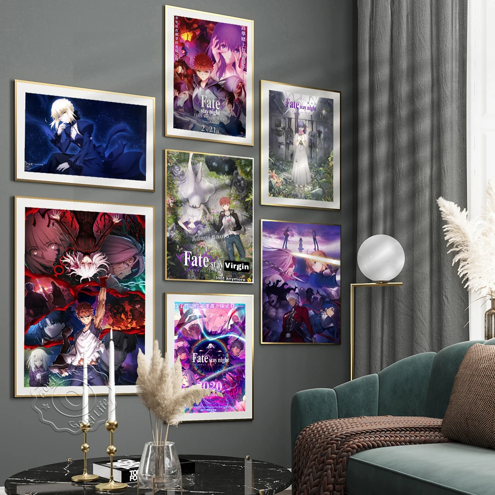 Japanese Animated Film Fatestay night Heaven's Feel Art Poster, Anime Fans Collection Poster, Bedroom Wall Art Decoration