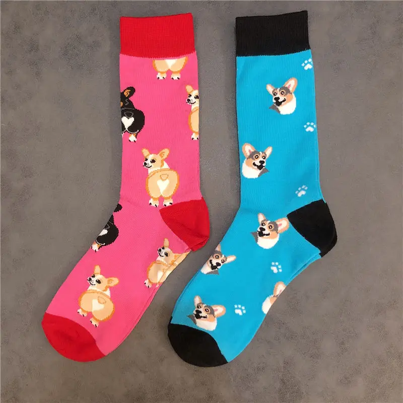 Calcetines tobilleros cortos divertidos de Corgi galés Corgis amor corazón culo globo Bum algodón encantador mascota pequeña peluda perro japonés Shiba Inu