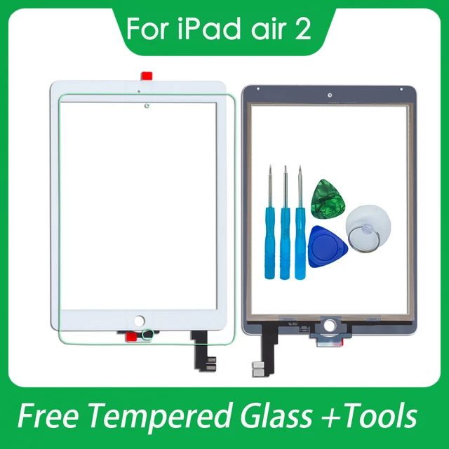 For iPad Air 2 touch screen glass Digitizer with flex cable A1567 A1566  Free Tools withTempered Glass