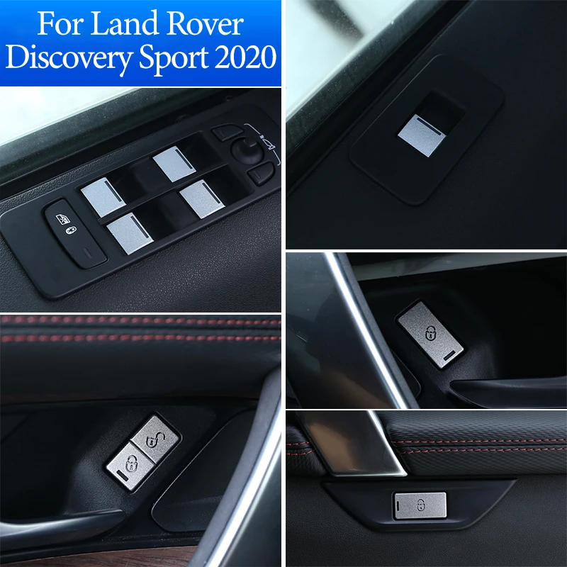 Alloy Car Door Window Glass Lift Child Lock Button Cover Trim Stickers For Land Rover Discovery Sport 2020 Interior Accessories