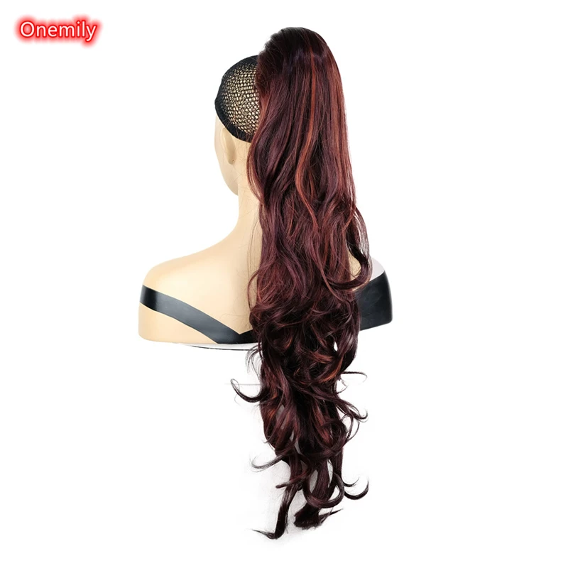 

Onemily 70CM Long Wavy Black Women Ponytail Heat Friendly Clip in Claw Hair Extension Natural Synthetic Hairpiece