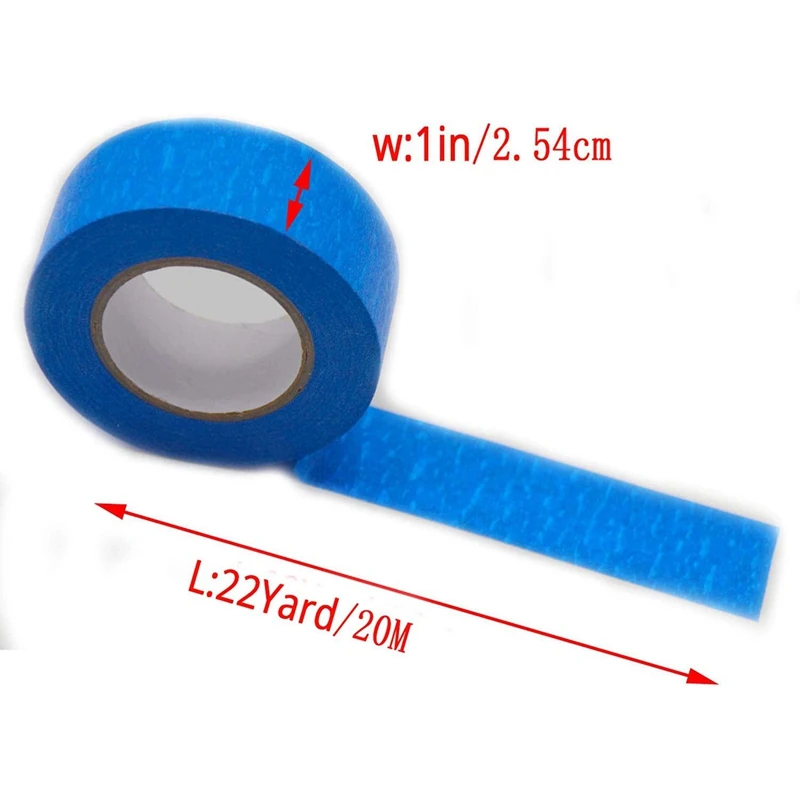 Blue Painters Tape Masking Tape 1 Inch, DIY or Professional Painter (6 Pack,22Yard Per Roll)