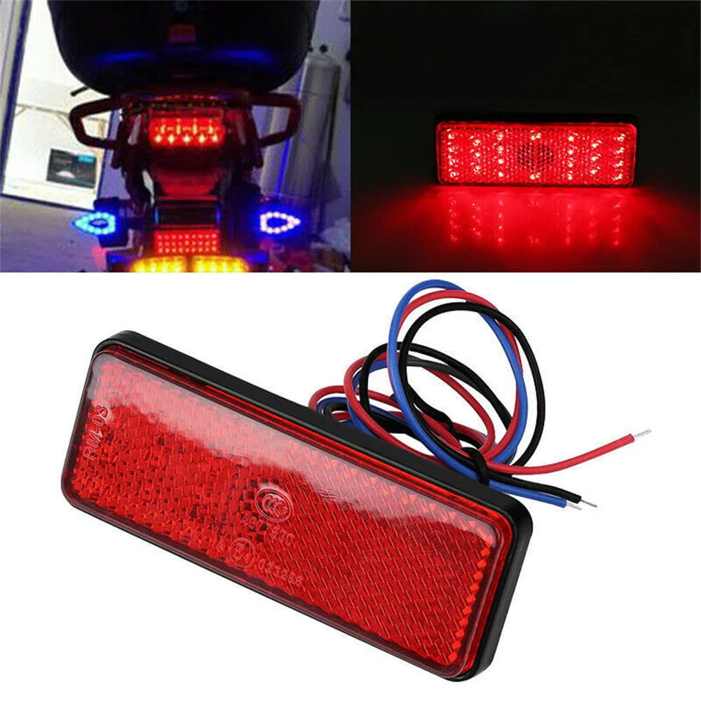 1 pçs 24led retângulo motocicleta refletor cauda freio turn signal light lâmpada moto atv refletores led caminhão luzes de advertência laterais