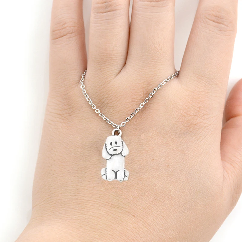 Poodle & Labradoodle Dog Puppy Pendant Necklace For Women Men Stainless Steel long Chain Dog Mom Lover Necklace Kids Jewelry