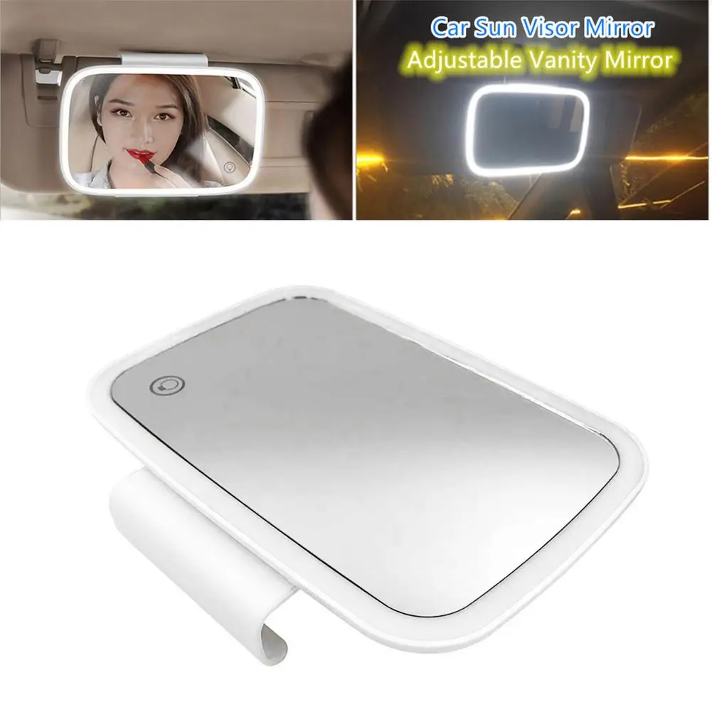 

Car Makeup Mirror Woman Car Visor Mirror Compact Auto Makeup Mirror With LED Light Interior Car Accessories