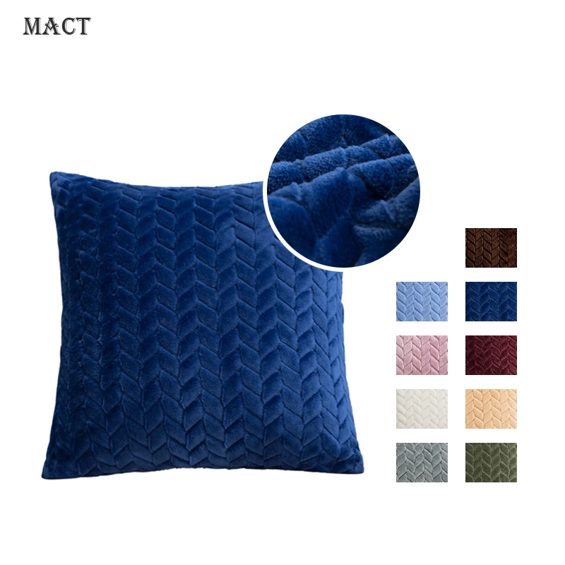 MACT-funda de almohada cuadrada decorativa de pana suave, funda de almohada de Color sólido para Patio, sofá, funda de cojín de hojas modernas,