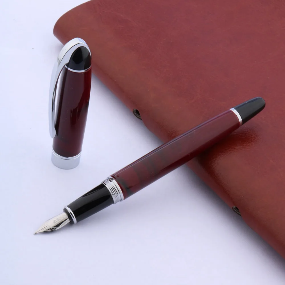 Luxury Baoer 517 Fountain Pen Brown Painting Metal With Silver Trim Medium M Nib School Student Office Gifts Stationery